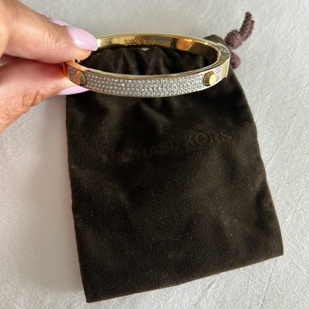 MICHEAL KORS • Gold Diamond Bangle Bracelet • - Picture 1 of 7